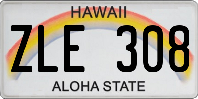 HI license plate ZLE308