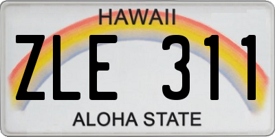 HI license plate ZLE311
