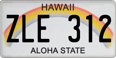 HI license plate ZLE312