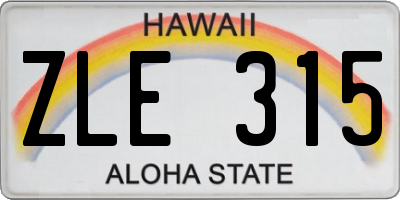 HI license plate ZLE315