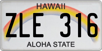 HI license plate ZLE316
