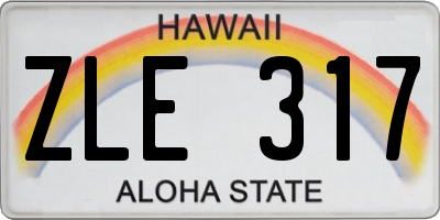 HI license plate ZLE317