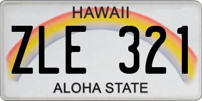HI license plate ZLE321