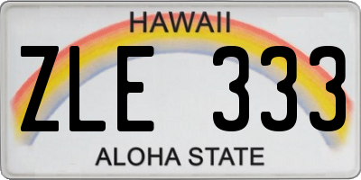 HI license plate ZLE333