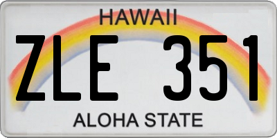 HI license plate ZLE351
