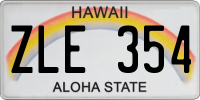 HI license plate ZLE354