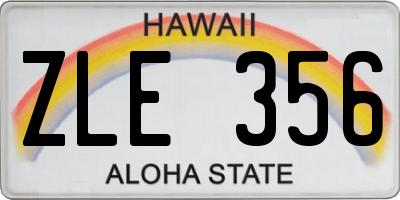 HI license plate ZLE356