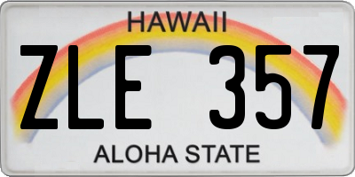 HI license plate ZLE357