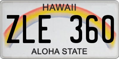 HI license plate ZLE360