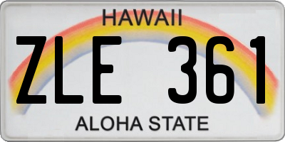 HI license plate ZLE361