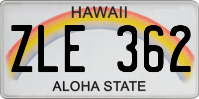 HI license plate ZLE362