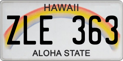HI license plate ZLE363