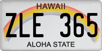 HI license plate ZLE365