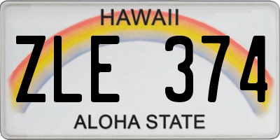 HI license plate ZLE374