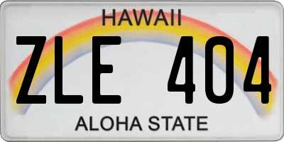 HI license plate ZLE404