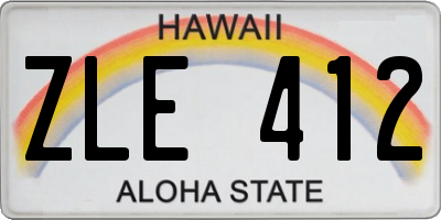 HI license plate ZLE412