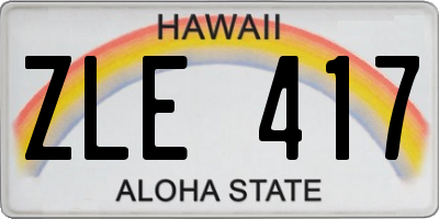 HI license plate ZLE417