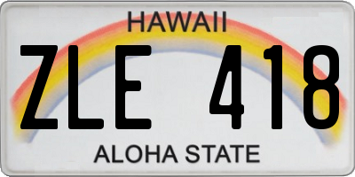 HI license plate ZLE418