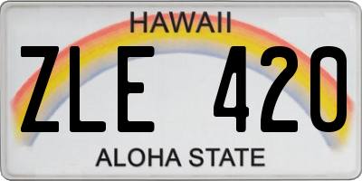 HI license plate ZLE420