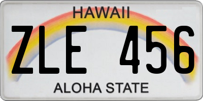 HI license plate ZLE456