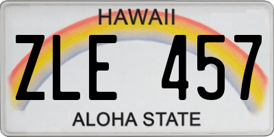 HI license plate ZLE457