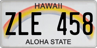 HI license plate ZLE458