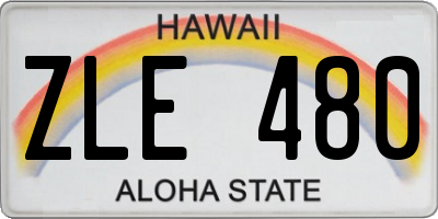 HI license plate ZLE480