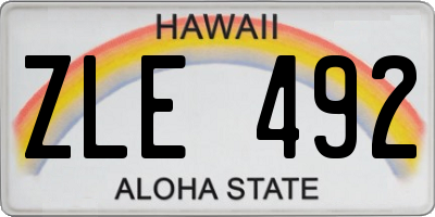 HI license plate ZLE492