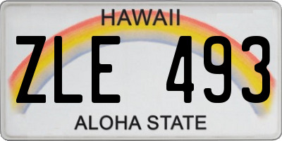 HI license plate ZLE493