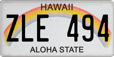 HI license plate ZLE494
