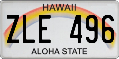 HI license plate ZLE496