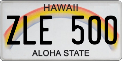 HI license plate ZLE500