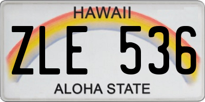 HI license plate ZLE536