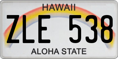 HI license plate ZLE538