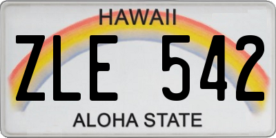 HI license plate ZLE542