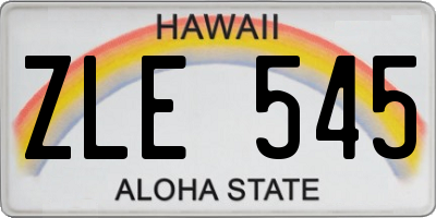 HI license plate ZLE545