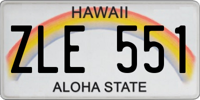 HI license plate ZLE551