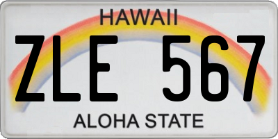 HI license plate ZLE567