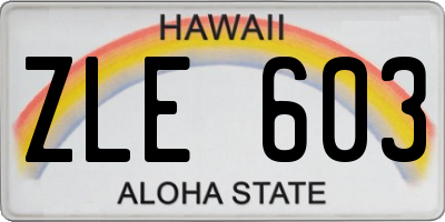 HI license plate ZLE603