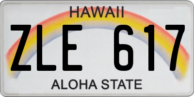 HI license plate ZLE617