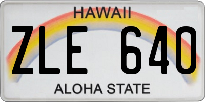 HI license plate ZLE640