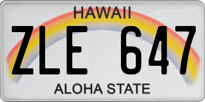 HI license plate ZLE647