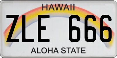 HI license plate ZLE666