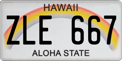HI license plate ZLE667