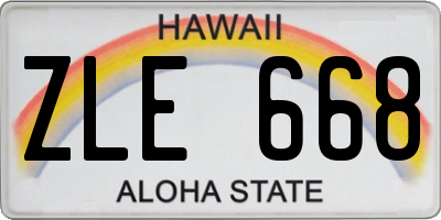 HI license plate ZLE668