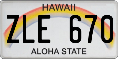 HI license plate ZLE670