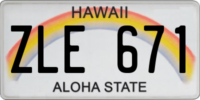 HI license plate ZLE671