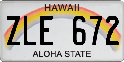 HI license plate ZLE672