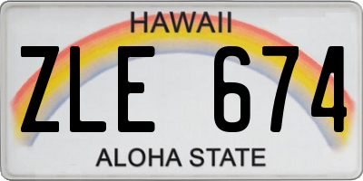 HI license plate ZLE674