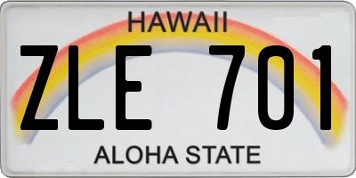 HI license plate ZLE701